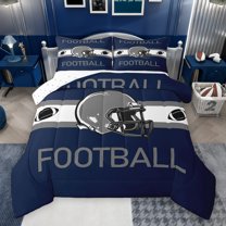 jejeloiu Rugby Football Game Full Size Comforter Sets,American Sport City Bedding Comforter Set,Gray Deepblue Bedding Sets For Teens,Ultra Soft Home Decor Reversible,3-Piece