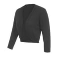 thumbnail image 3 of Très Chic Mailanda Women's Open Front 3/4 Sleeve Cropped Cardigan Bolero Shrug Sweater, 3 of 6