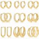 thumbnail image 1 of Chenchen 9 Pairs Small Gold/Silver Hoop Huggie Earrings Set for Women, 14K Gold Plated Chunky Hoop Small Earring Hypoallergenic Thick Open Lightweight Chunky Hoop Earrings Jewelry for Gifts, 1 of 1