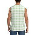 thumbnail image 4 of Bixox Men's Pistachio Green Checkboard Printed Shirt Sleeveless Fitness Tank Top-X-Large, 4 of 7
