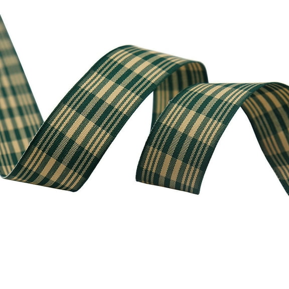 NAMZI 1.5" x 10 Yards Buffalo Check Plaid Gingham Ribbon, Great for Christmas Tree Decor, Wreath Bows, Farmhouse Festive Accents, Gift Wrapping, Floral Arrangement, Green A