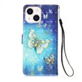 thumbnail image 3 of Feishell Wallet Case for iPhone 14 Plus 6.7 inch,Shockproof Colorful Painted Pattern PU Leather Magnetic Clasp Flip Kickstand ID Credit Card Slots Slim Fit Phone Case Cover,Golden Butterfly, 3 of 7