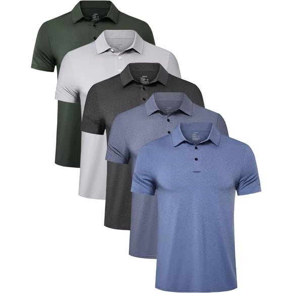 Polo TELALEO de manga corta de secado rápido para hombre, paquete de 5