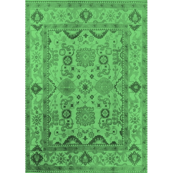 Ahgly Company Indoor Rectangle Oriental Emerald Green Traditional Area Rugs, 8' x 12'