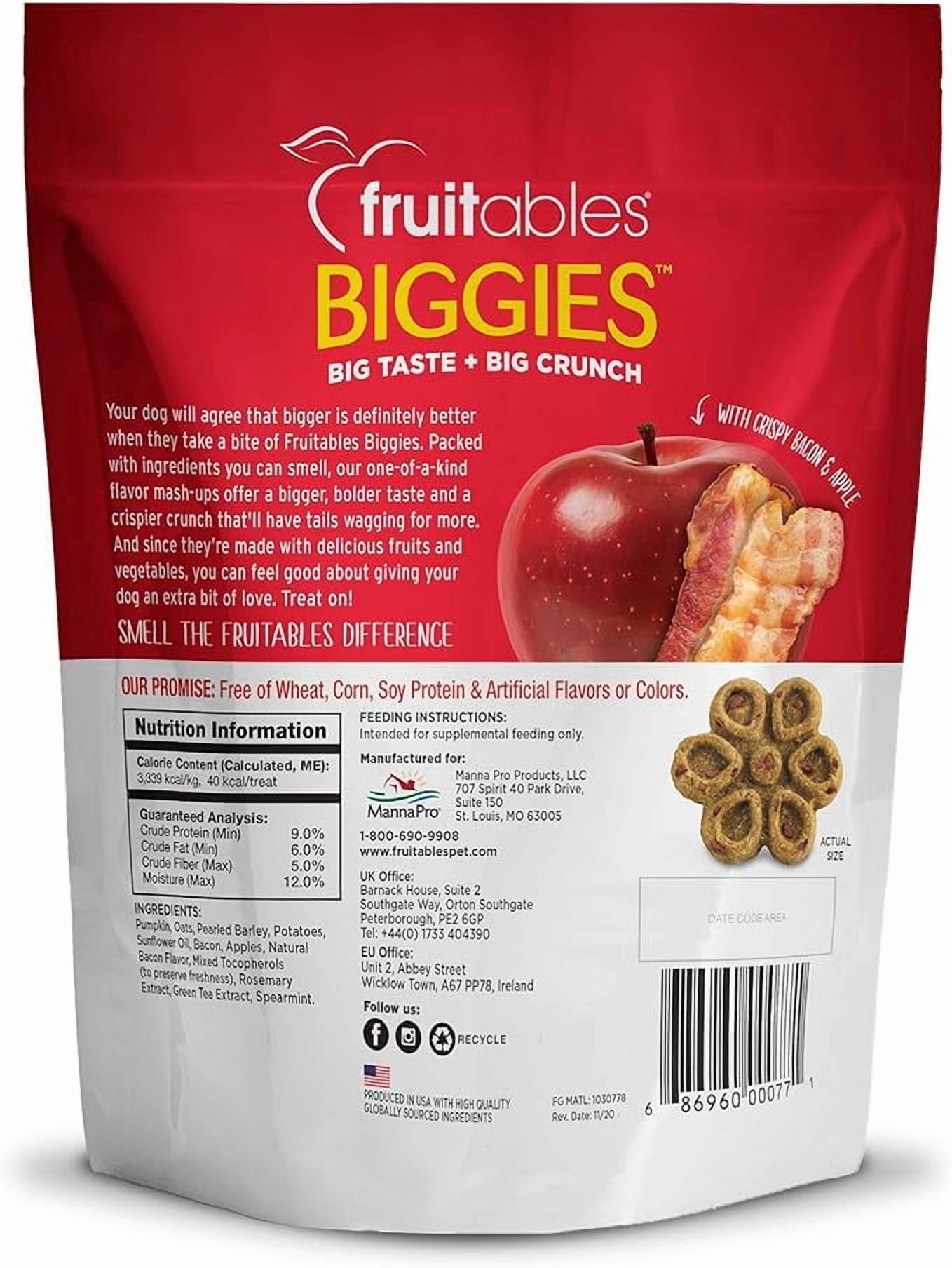 Fruitables Biggies Dog Treats 4 Flavor Variety Pack of 16oz Bags, 4 Bags Total
