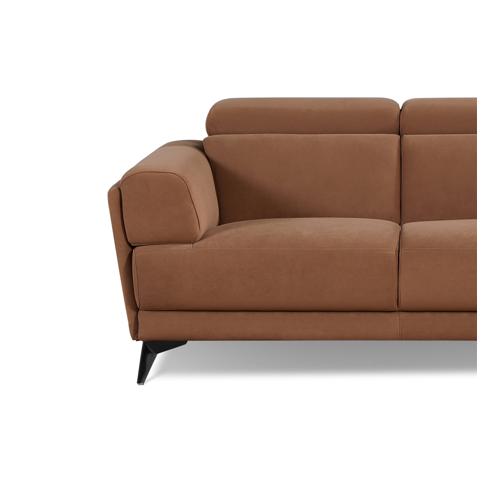 Contemporary Living Room Loveseat with Adjustable Headrest, Brown