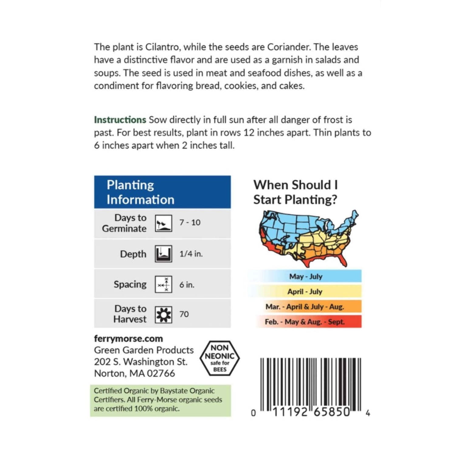 Ferry-Morse Online Edition Cilantro Coriander Seeds- 8 Pack