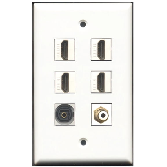 Ultra Spec Cables 4 Port HDMI 1 RCA 1 Toslink Wall Plate