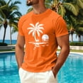 thumbnail image 2 of Sewkxo Mens Hawaiian Short Sleeve T-Shirts Graphic Crew Neck Casual Shirt Summer Beach Palm Tree Printed Vintage Tees,Saffron 3XL, 2 of 5