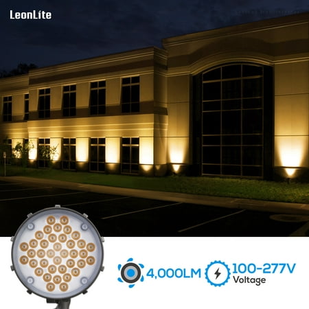 LEONLITE LED Security Floodlight, 200W Eqv. 3000K Warm White, 100-277V Landscape Path Walkway Lawn Lighting