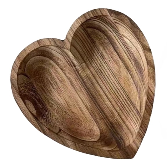 Heart Shaped Wood Bowl, 8.9 in / 22.5 cm Decorative Bowl for Home Decor, Lightweight Paulownia Wood Handcrafted Wood Bowl, Sturdy Serving Tray, Rustic Table Centerpiece for Fruit, Snacks, Candy