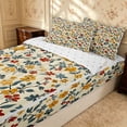 thumbnail image 2 of Erosebridal Cartoon Blossom Zipper Twin Comforter Sets with Fitted Sheet and 2 Pillowcases, Groovy Floral Zipper Bedding Set, Reversible, Rust Blue, Reversible, 2 of 7
