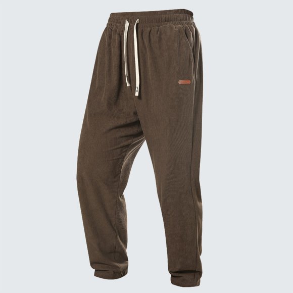 sageysalite Casual Pants for Men Corduroy Drawstring Elastic Waist Versatile Loungewear Leisure Fall Winter Trousers