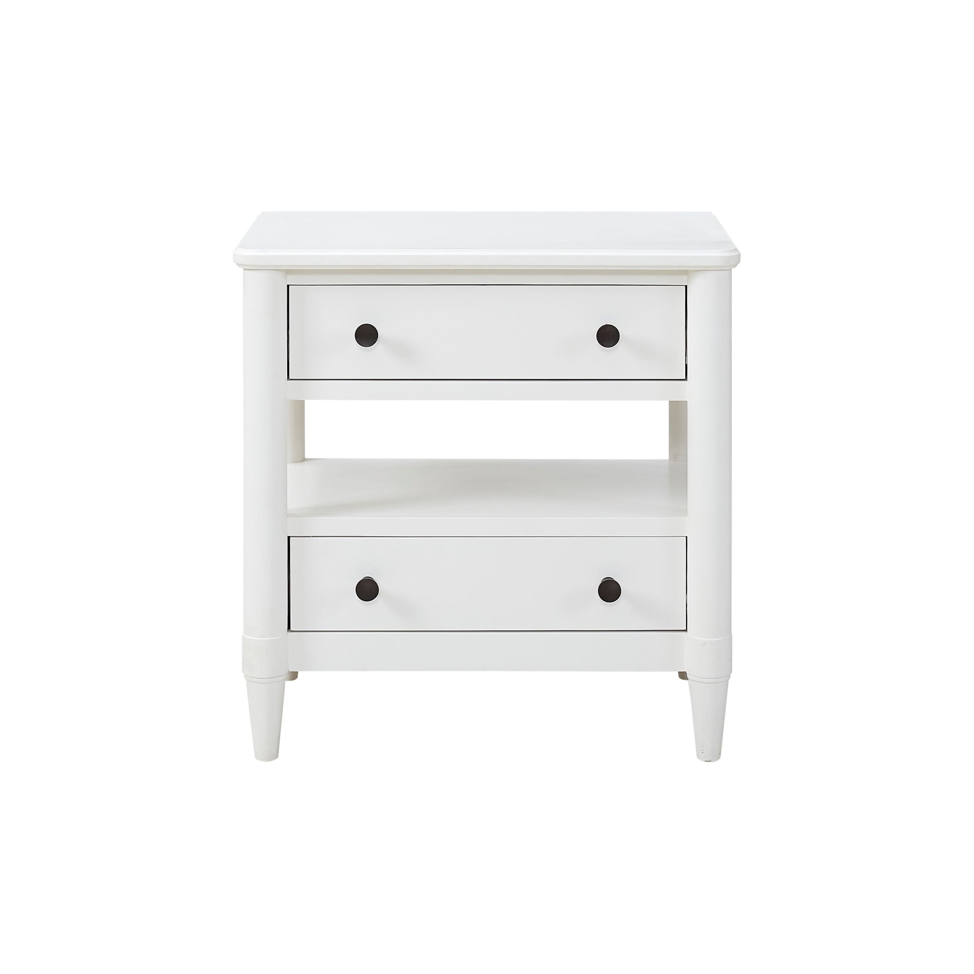 White Nightstand with 2 Drawers Open Storage Modern Bedside Table for Bedroom Compact Living Room Furniture