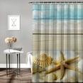 thumbnail image 2 of Creowell Beach Shower Curtain, Nautical Seashell Starfish Sand Blue Sky Beach Theme on Rustic Gray Wooden Shower Curtain Waterproof Fabric Shower Curtain Set with Hooks Aqua Bathroom Decor White, 2 of 7