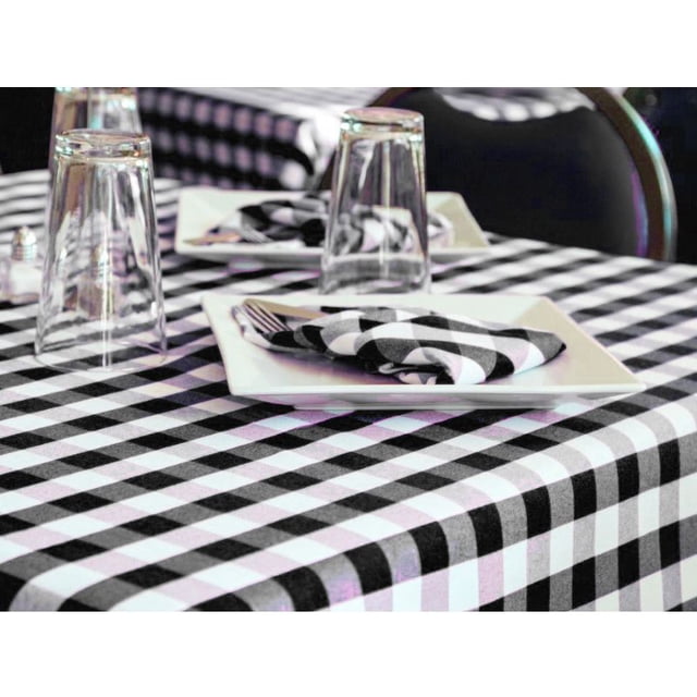 Nappe 54"x114 Pouces Tissu 6 oz. 100 % Polyester Filament "Visa Check" Couleur Noir 2/pack