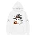 thumbnail image 4 of SERTG Children Halloween Printed Hooded Tops Long Sleeved Sweatshirt with Pockets Fleece Top Hooded Sweatshirt for Girls 3-14 Years(White,11-12 Years), 4 of 4