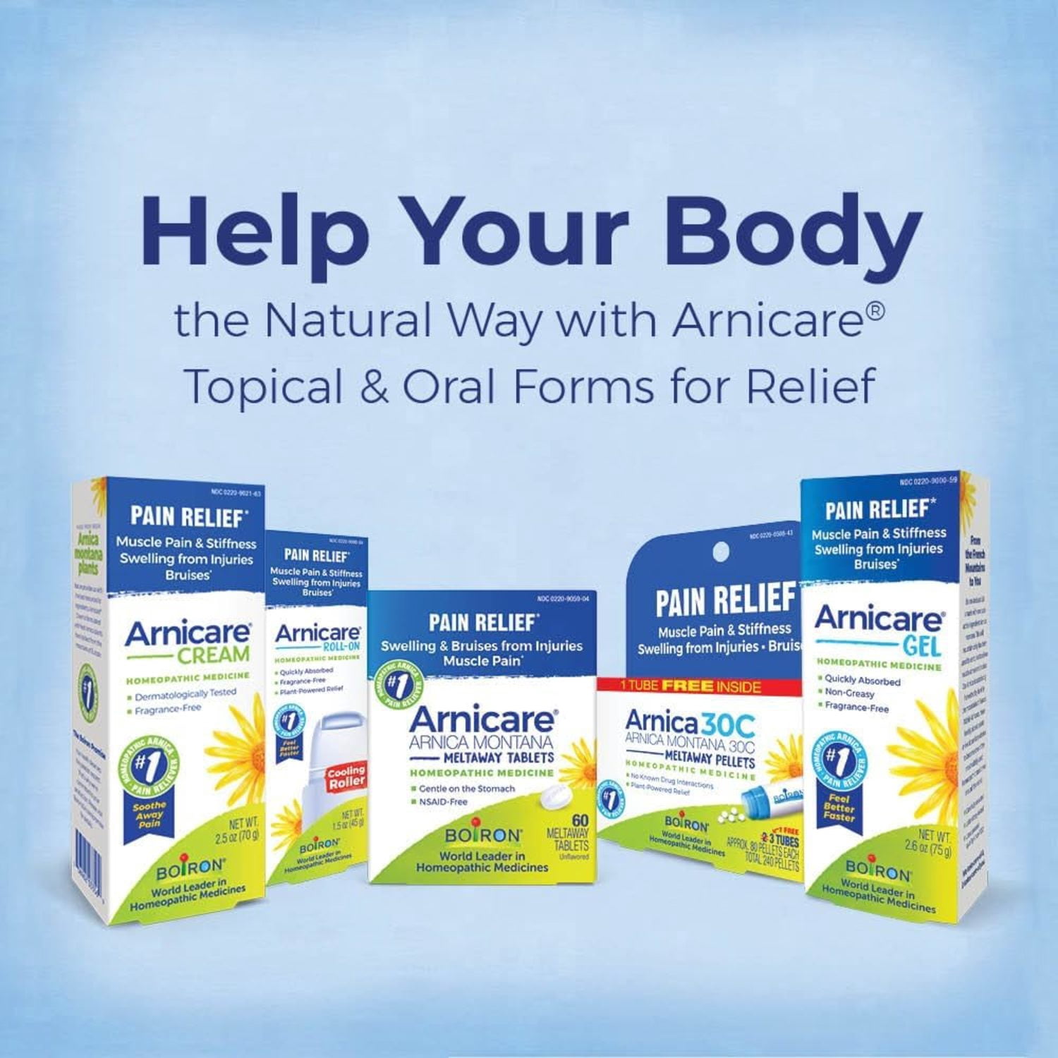 Boiron Arnicare Gel for Pain Relief of Joints, Muscles, and Bruises, Fragrance-free 2.6oz