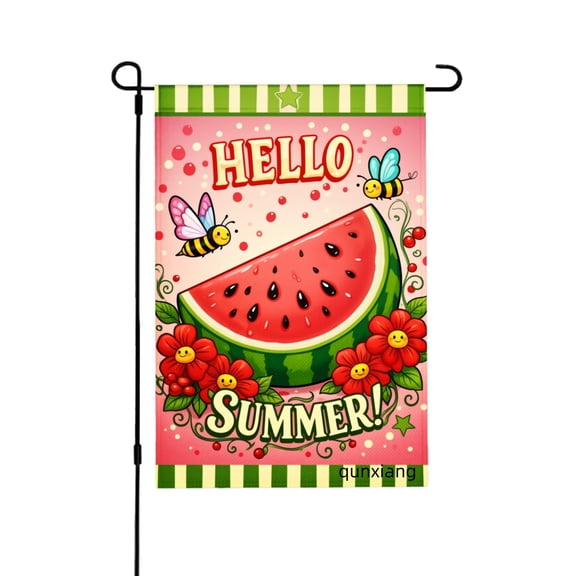 Amhnf Hello Summer Watermelon Garden Flag With Bees And Flowers For Home Outdoor Garden Yard Decor 12x18 inch