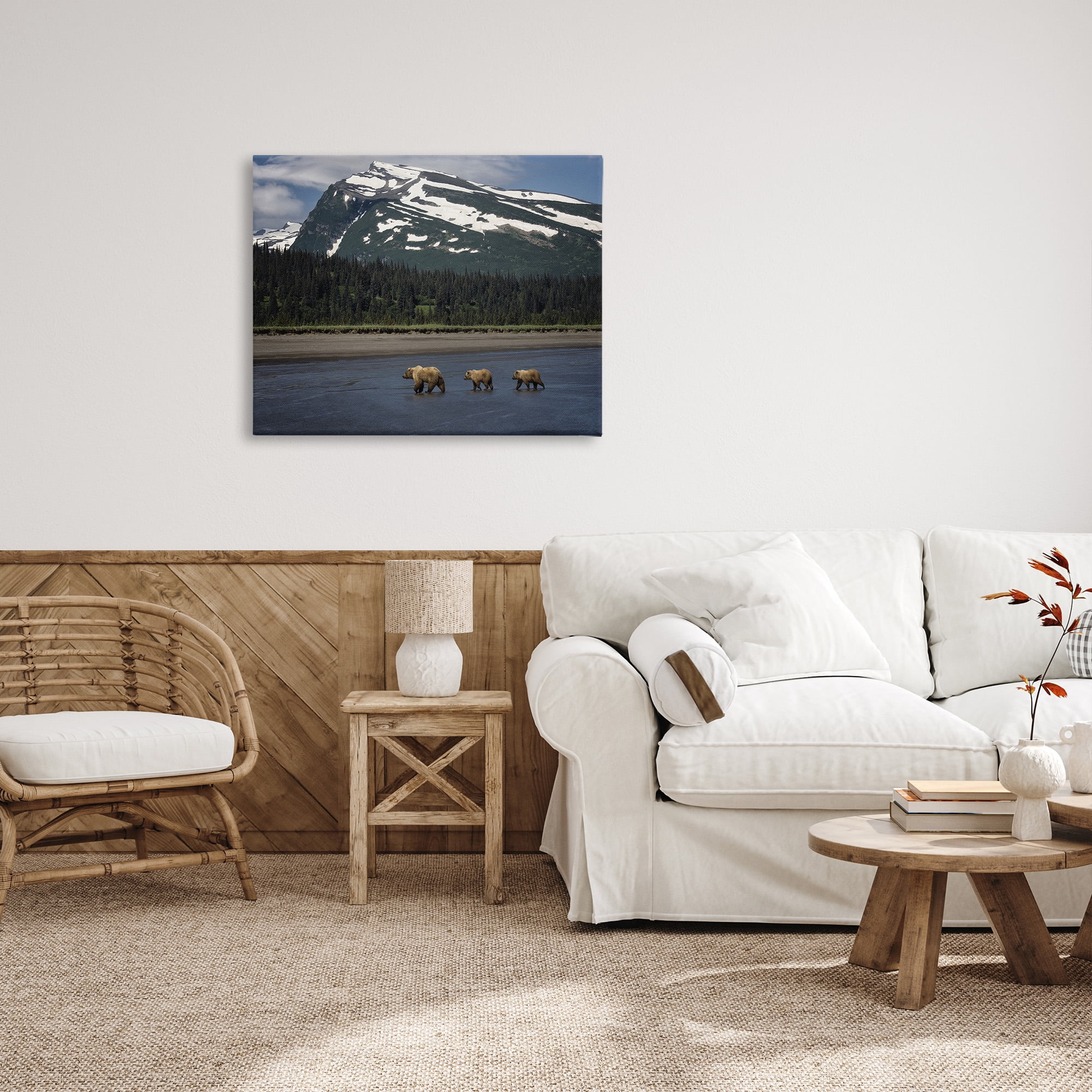 Stupell Industries Bears Crossing Icy River Landscape Photography Gallery Wrapped Canvas Art Print Wall Art, 40 x 30