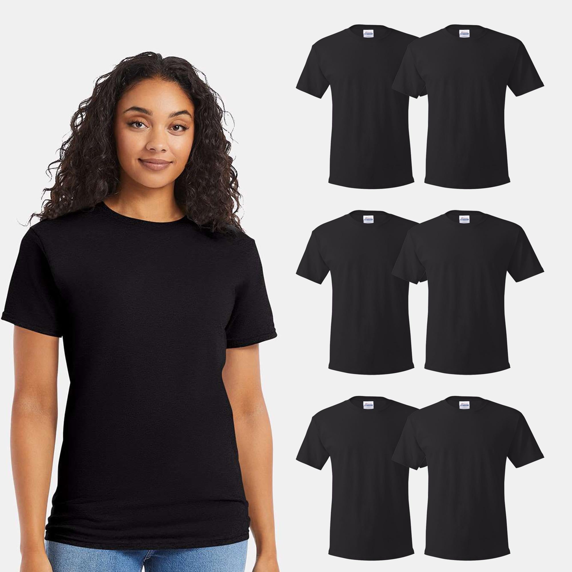 Hanes Women T-Shirts, Short Sleeve, Crew Neck, Classic Fit, 100
