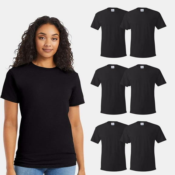Hanes - Women Bulk T-Shirt, Short Sleeve Tee | Crew Neck, Classic Fit | 100% Cotton, 5 oz | Black Pack - 6, Size: Small