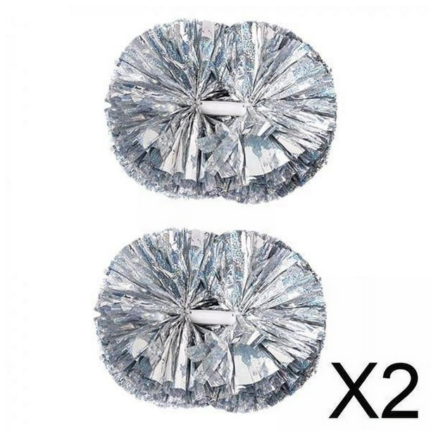 2x2 Pompones De Porristas, Pompones De Porristas Profesionales Para De Deportes De Baile, Plateado
