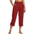 thumbnail image 2 of Yifymode Womens Pants Summer Casual High Waist Straight Leg Pants Loose Fit Lightweight Lounge Trousers with Pockets,Red S, 2 of 6