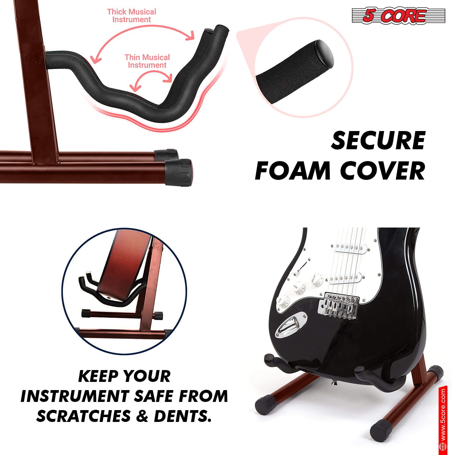 Heavy Duty Double Guitar Stand - Adjustable A-Frame Universal Folding Holder for Acoustic, Electric, Bass, Mandolin, Banjo & Violin, Stage & Studio Use