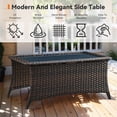 thumbnail image 5 of Unnifurnzi Outdoor Coffee Table-Patio Wicker Coffee Table with Tempered Glass Top Outdoor Table for Deck Porch Balcony Garden-Brown, 5 of 6