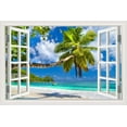 thumbnail image 1 of Extraíble 3D Ventana Vista Calcomanías de pared-Árbol de coco Verano Playa Tema Decoración de pared Pegatinas para baño Mural Arte Vinilo Papel tapiz 24 # 34; X36 # 34; Adepaton WMCH-534, 1 of 6