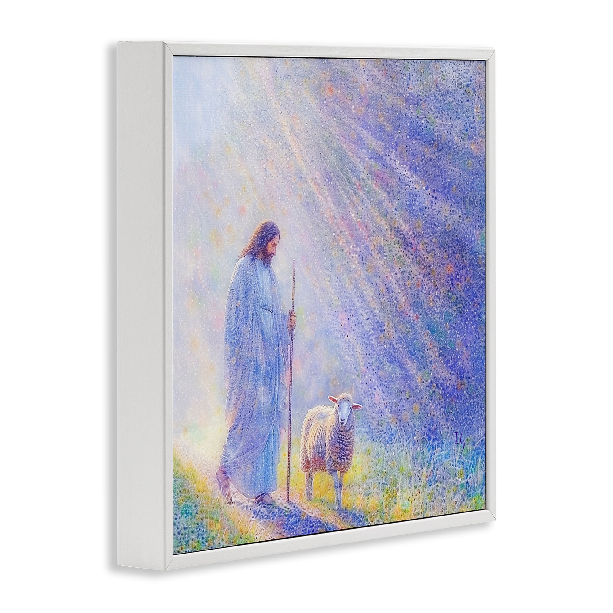 Guiding Light Shepherd White Framed Giclee Art, design by Ivan Guaderrama
