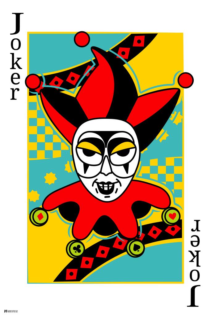 Laminated Joker Playing Card Art Full Color Poker Room Game Room Casino