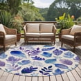 thumbnail image 4 of Purple Leaves Round Area Rug 6Ft Washable Circle Rugs for Bathroom Office, Spring Plants Rustic Vintage Botanical Non-Slip Carpet Floor Mats Indoor Outdoor Carpet Runner Aesthetic Home Decor, 4 of 8