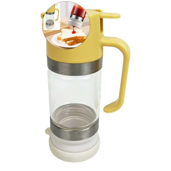 WNFJR Glass Honey Dispenser Pot, No Drip Honey Jar with Handle, Syrup Dispenser for Coffee or Tea, Ideal for Honey and Syrup
