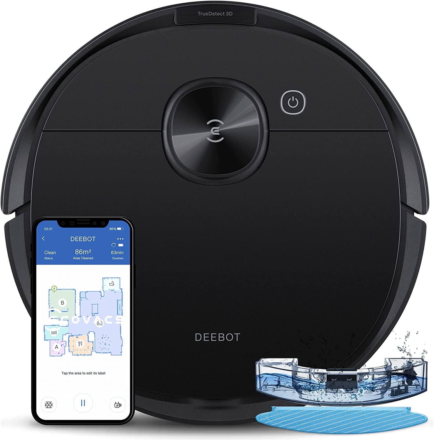 Pre-Owned ECOVACS Deebot N8 Pro Robot Vacuum and Mop, Laser Based LiDAR Navigation, Multi-Floor Mapping