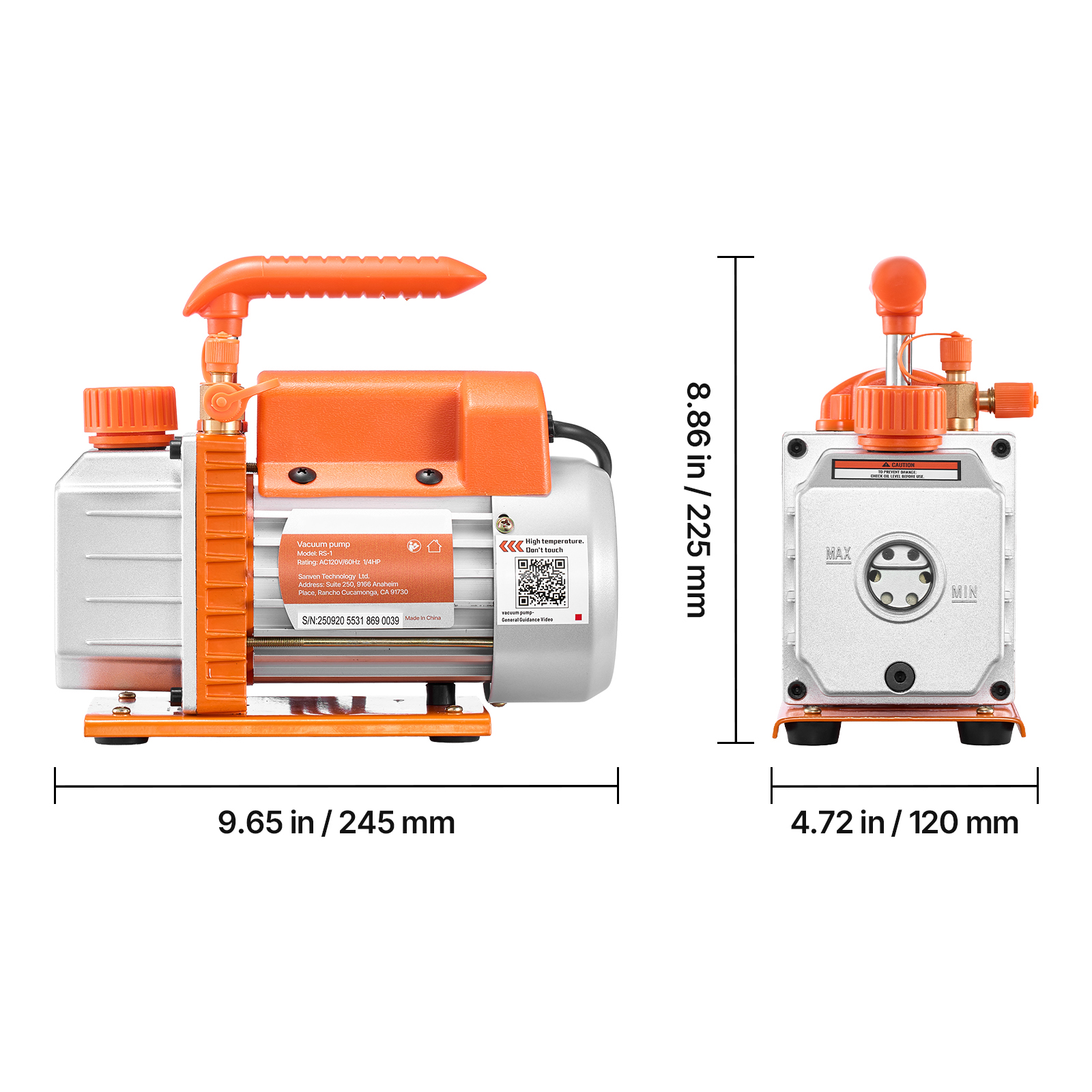 KFFKFF 3.5 CFM 1/4 HP Single Stage Rotary Vane Vacuum Pump, Ideal for HVAC Systems, Automotive AC Maintenance, and Resin Degassing, Compatible with R134a R22 R410a, Includes Oil