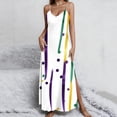 thumbnail image 6 of Women's Maxi Dress Sleeveless Carnival Holiday Outfits Printed V-Neck Spaghetti Strap Cami Long Dress with Slit (2XL, White 01), 6 of 8