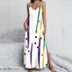 thumbnail image 2 of Falda Larga Carnaval de Verano Impreso V-Cuello Dividido Correa sin Mangas Maxi Vestido, Faldas Largas de las Mujeres para el Uso Casual de la Playa, 2 of 8