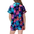 thumbnail image 4 of felwors Toddler Baby Girl Boy Halloween Pajamas Pumpkin Cotton Linen Long Sleeve Button Down Shirts Pants Kids Sleepwear Pjs (Sky Blue,8-9 Years), 4 of 5