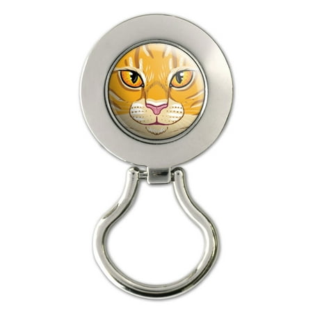 Orange Tabby Cat Face - Pet Kitty Magnetic Metal Eyeglass Badge Holder