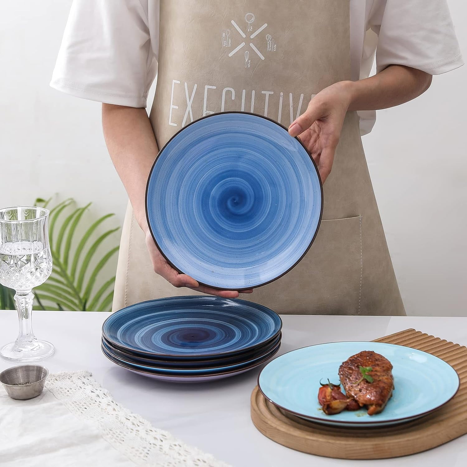 Ceramic Dessert Plates Set of 6, Small Salad Plates 6 Inch
