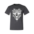 thumbnail image 2 of Drawn Tribal Wolf Animal Lover Men's Graphic T-Shirt, Heather Black, Small, 2 of 3