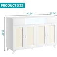 thumbnail image 1 of Eastvita Elegant White Rattan Sideboard Buffet Cabinet 2-Drawer Kitchen Console with Power Outlets/LED Light/Multifunctional Storage for Living Room/Kitchen//Hallway, 1 of 7