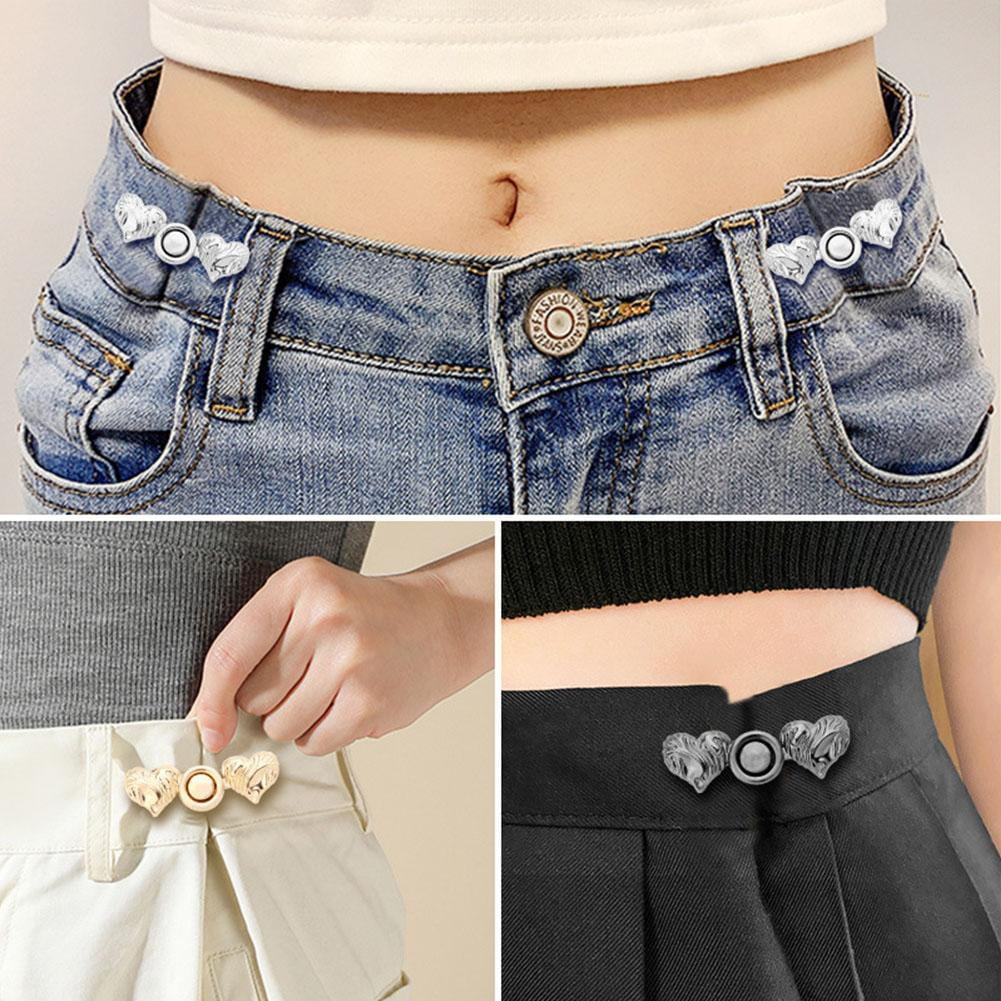 Shiny Rhinestone Invisible Adjustable Waist Cincher Button Pin Waist Size Reducer Clip Belt Pants, Trousers Accessories for Women Girls,Temu