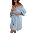 thumbnail image 3 of Coduop Sundresses for Women Casual Maxi Dress Off Shoulder Boat Neck Puff Sleeve Beach Dress, 3 of 6