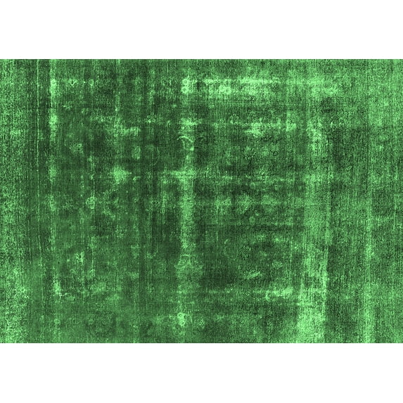 Ahgly Company Indoor Rectangle Oriental Emerald Green Industrial Area Rugs, 2' x 5'