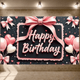 thumbnail image 5 of Pink Style Banner Bowknot Design Birthday Display Heart-shaped Balloons Star Pattern Party Backdrop for Birthday Party Girls' Party Photo Shoot, 5 of 9