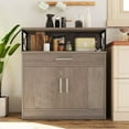 thumbnail image 3 of YEXJ Sideboard Buffet Cabinet with Storage, 31” Modern Kitchen Storage Cabinet with Adjustable Shelf, Wood Farmhouse Coffee Bar Buffet Table for Kitchen, Dining Room-31.4“W-Ash Grey, 3 of 7