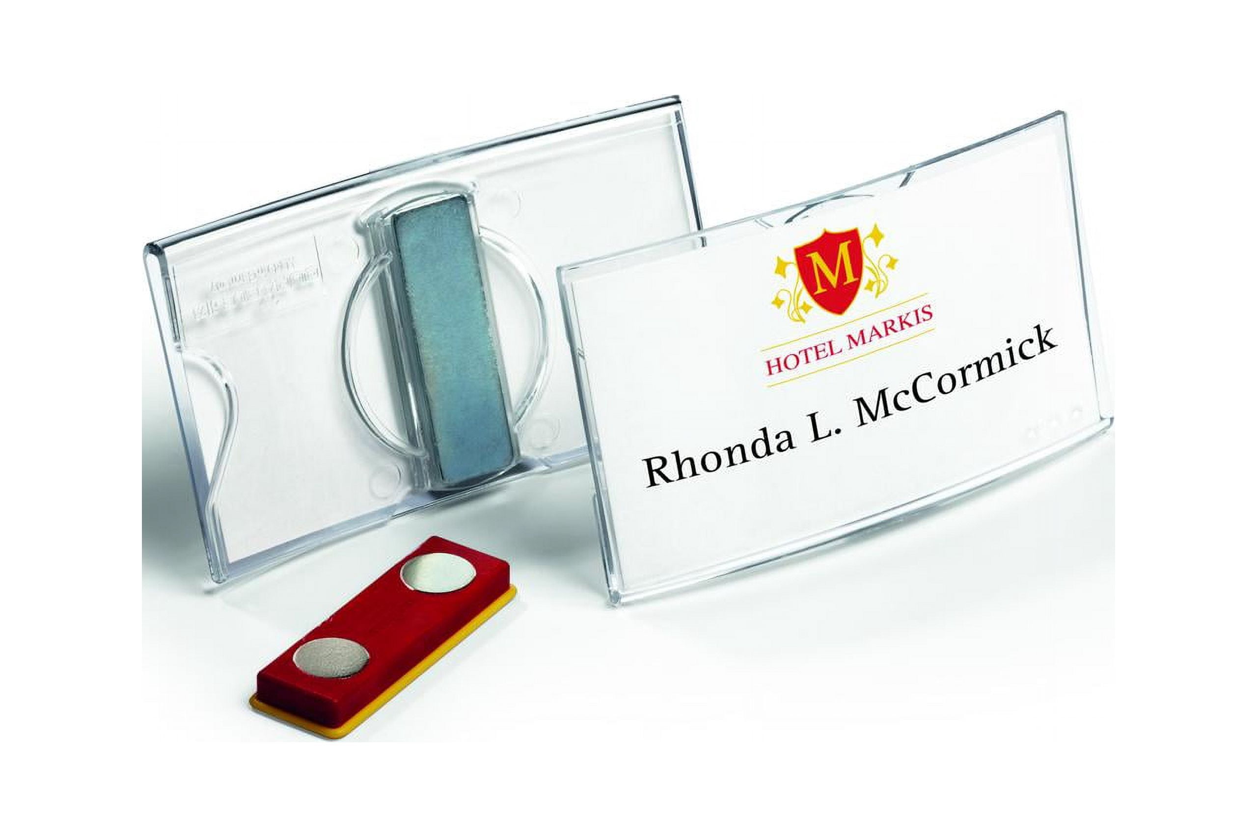 DURABLE Deluxe Convex & Magnetic Name Badge, 1-9/16" x 2-15/16", Pack of 25 (812319)